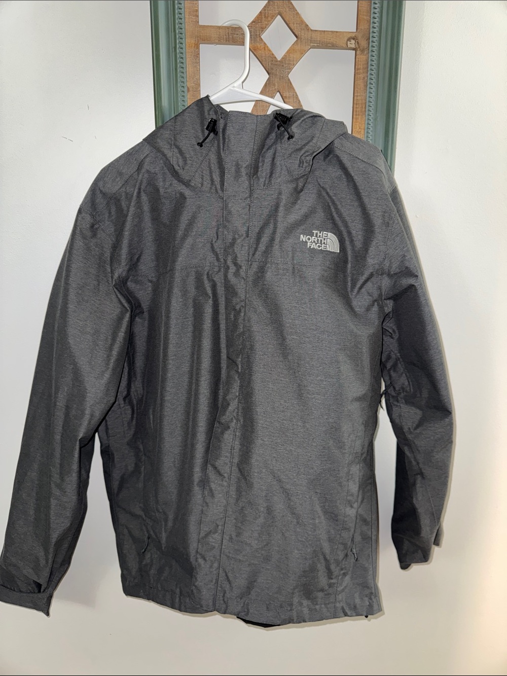 The North Face Men's Large Hooded Raincoat - Dark Gray